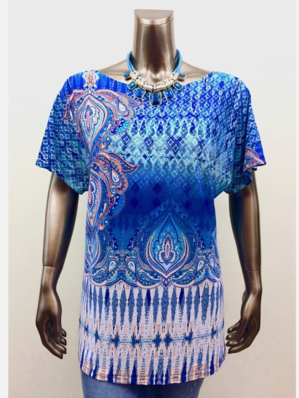 * NWOT CLOSING-SALE CHICO'S $ 69 SIZE 1 (M) BLUE DAMASK TOP